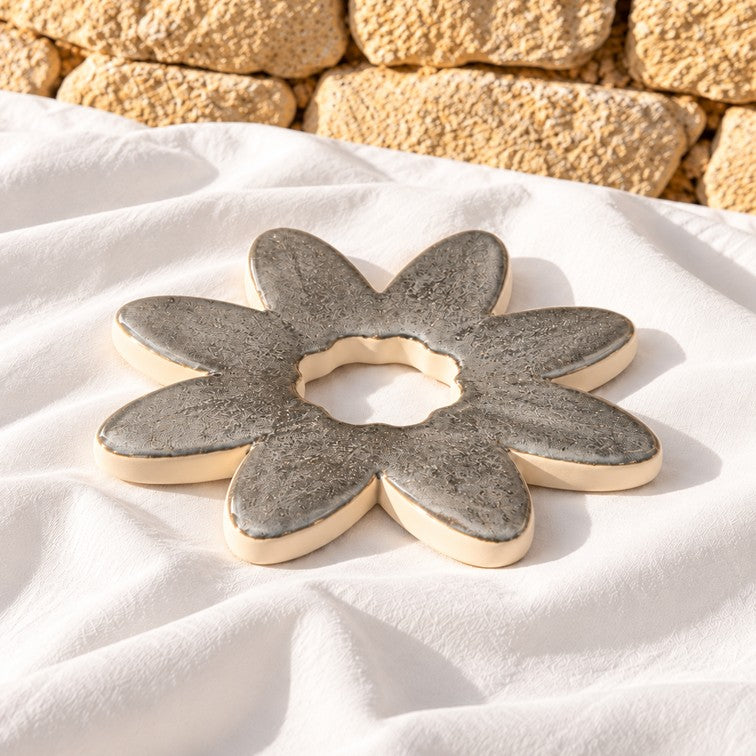 Fleur SOCLE Argent - Décoration murale ou dessous-de-plat
