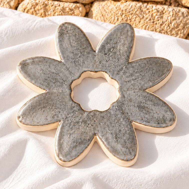 Fleur SOCLE Argent - Décoration murale ou dessous-de-plat