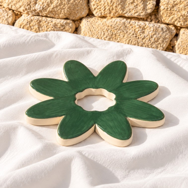 Fleur SOCLE Vert Forêt - Décoration murale ou dessous-de-plat