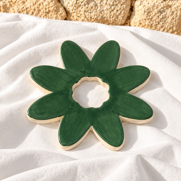 Fleur SOCLE Vert Forêt - Décoration murale ou dessous-de-plat