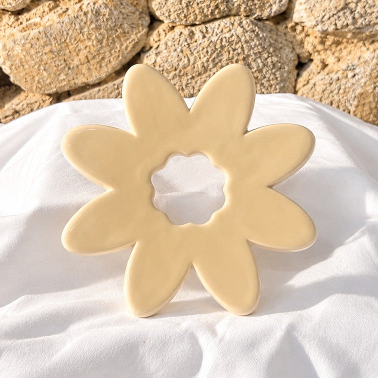Fleur SOCLE Crème - Décoration murale ou dessous-de-plat
