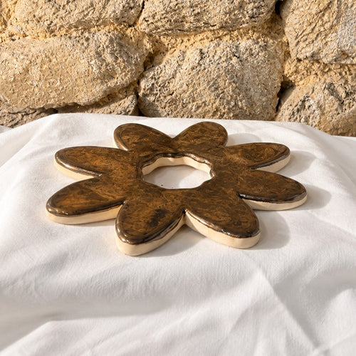 Fleur SOCLE Bronze - Décoration murale ou dessous-de-plat