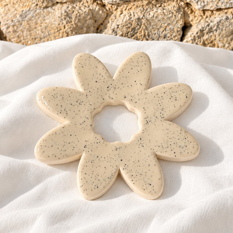 Fleur SOCLE Vanille - Décoration murale ou dessous-de-plat
