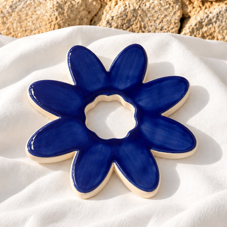 Fleur SOCLE Bleu Majorelle - Décoration murale ou dessous-de-plat